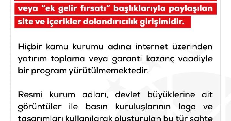 İletişim Başkanlığı’ndan Dolandırıcılık Uyarısı: Sahte Yatırım Sitelerine Dikkat