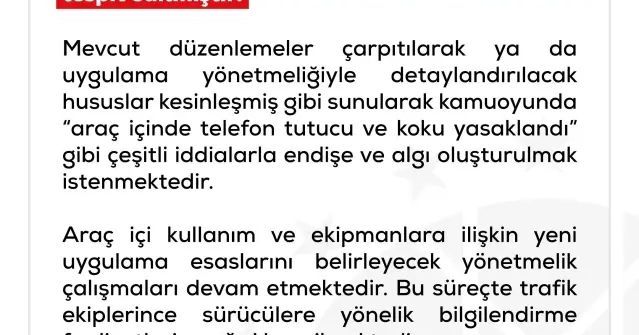 İletişim Başkanlığı'ndan Araç İçi Telefon Tutucu ve Koku Yasağı İddialarına Yanıt