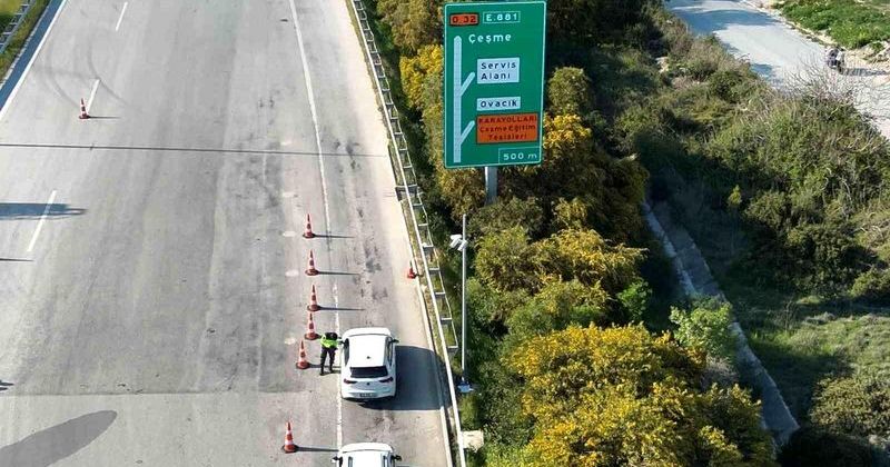 Çeşme Otoyolunda Jandarmadan Dron Destekli Trafik Denetimi